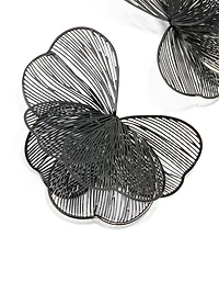 Black Coated Metal Wire Petal Stud Earrings