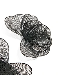 Black Coated Metal Wire Petal Stud Earrings