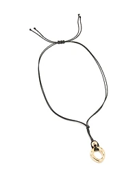 Gold Organic Pendant Black Cord Necklace