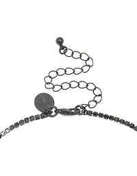 Black Coated Metal Rectangle Pointed Necklace & Earrings Set