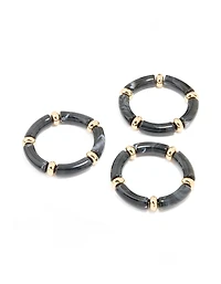 Bracelets stretch en acrylique noir en pack de 3