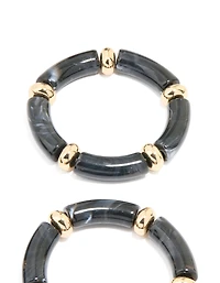 Black Acrylic Stretch Bracelets 3-Pack