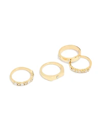 Incrustation de diamants plaqués or & bagues bague bande 4-pack