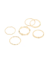 Gold Plated Clover Textured 6-Pack Rings