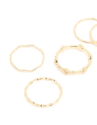 Gold Plated Clover Textured 6-Pack Rings