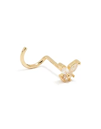 Gold Plated Titanium Diamante Butterfly & Classic Nose Studs 3-Pack