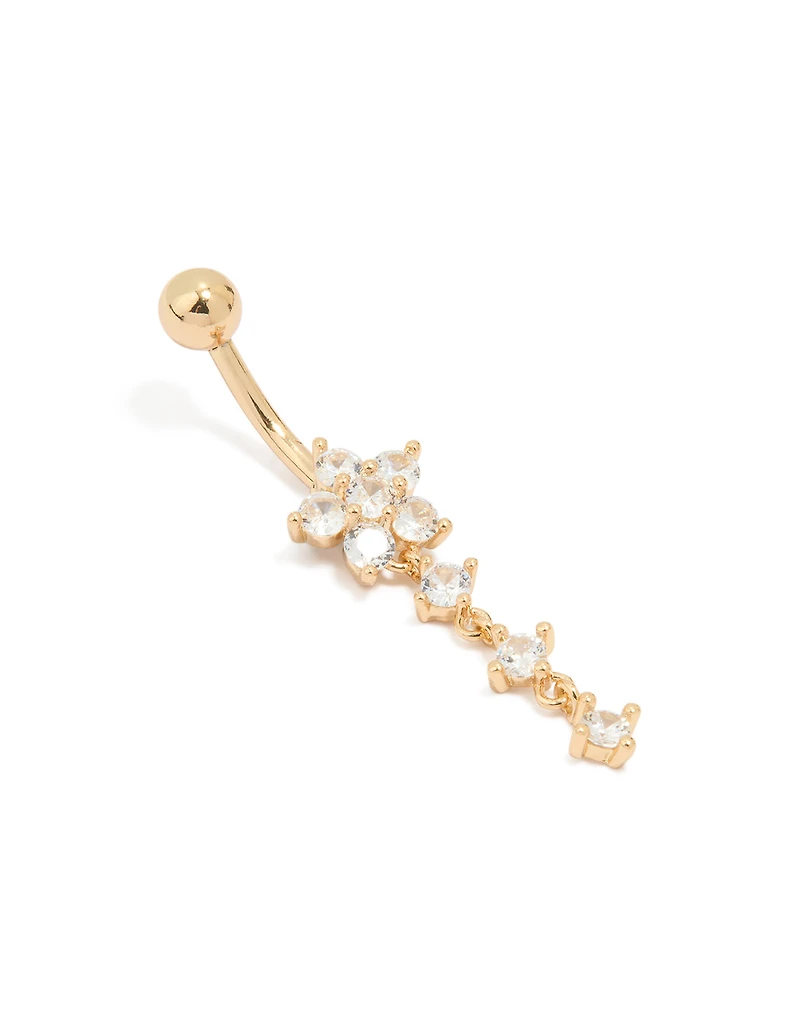 Titanium Cubic Zirconia Butterfly Drop Belly Bar