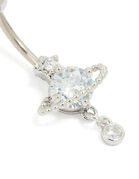 Titanium Cubic Zirconia Planet Belly Bar