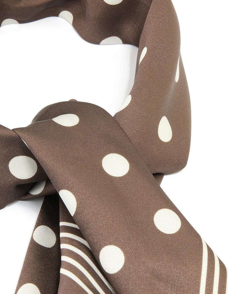 Brown Polka Dot Print Scarf