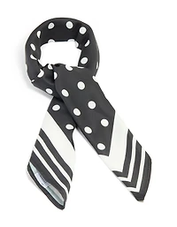 Black & White Polka Dot Fabric Scarf