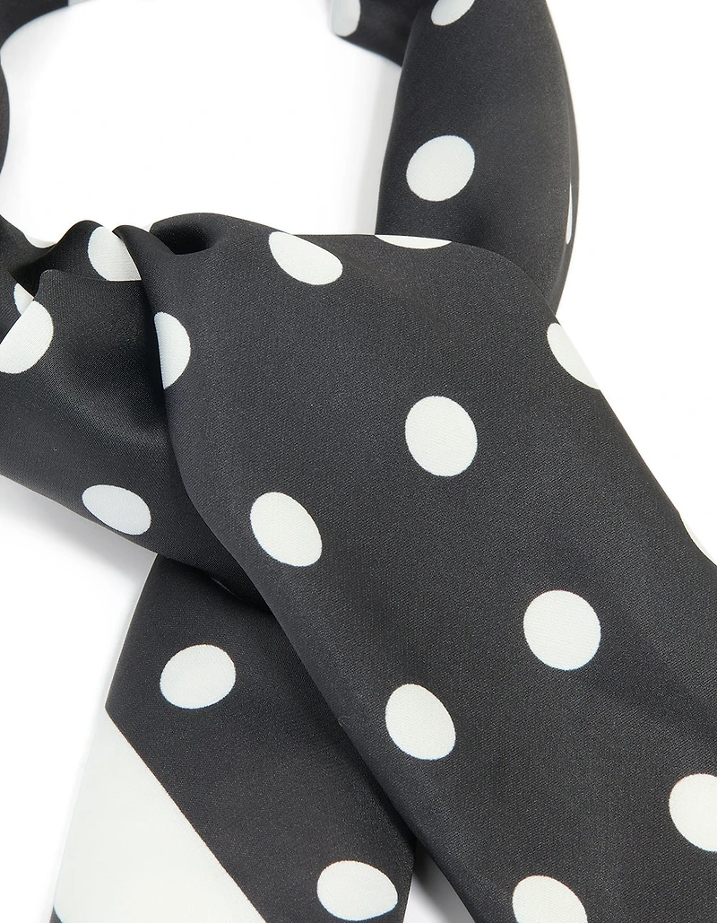 Foulard en tissu à pois noir et blanc