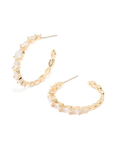 Gold Cubic Zirconia Lovely Hoop Earrings