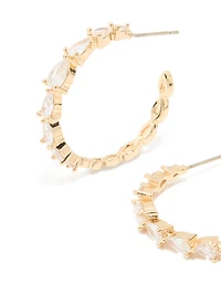 Gold Cubic Zirconia Lovely Hoop Earrings