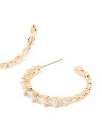 Gold Cubic Zirconia Lovely Hoop Earrings