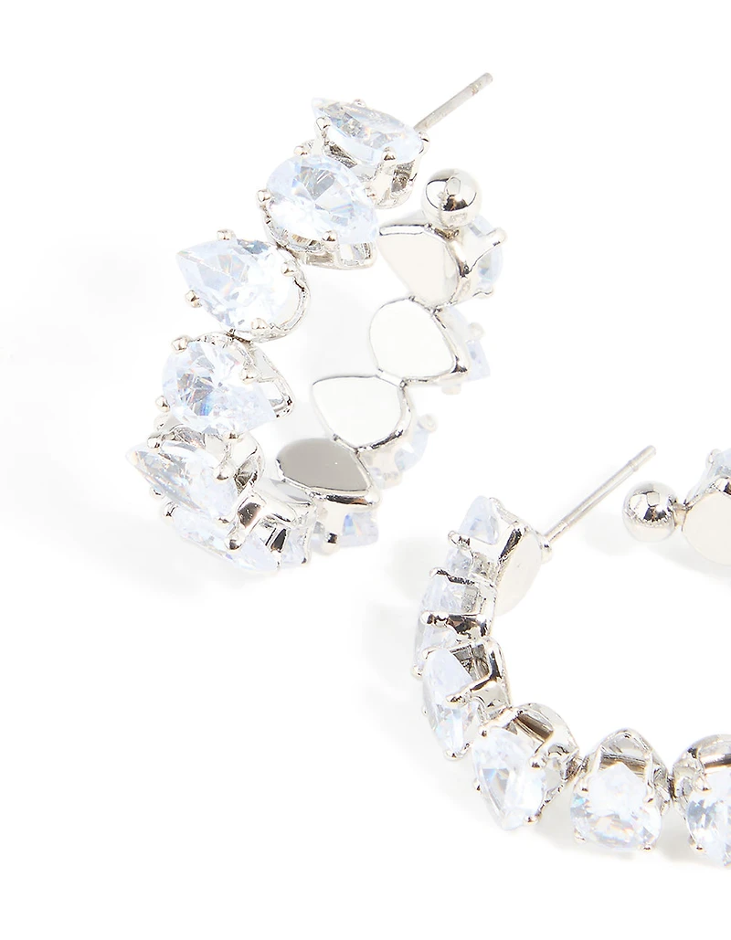 Boucles d’oreilles à cerceaux en zircone cubique en argent