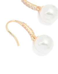 Gold Cubic Zirconia Fine Pearl Drop Earrings