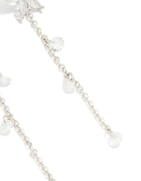 Silver Cubic Zirconia Flower Droplet Earrings