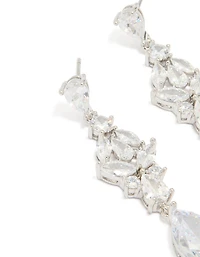 Silver Cubic Zirconia Large Butterfly Drop Earrings