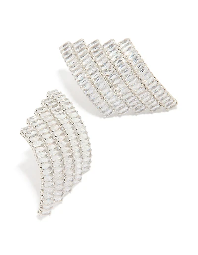 Boucles d’oreilles en zircone cubique argentées statement