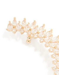 Gold Cubic Zirconia Large Vine Cuff Earring