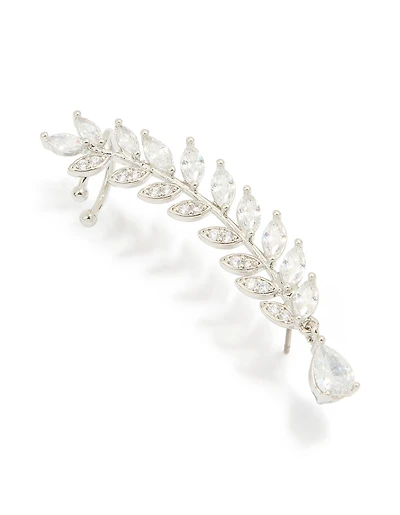 Silver Cubic Zirconia Lovely Vine Ear Cuff