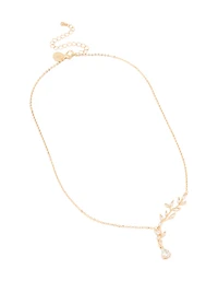 Gold Cubic Zirconia Vine Pear Necklace