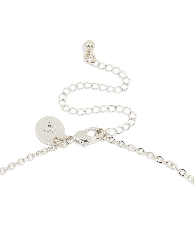 Silver Cubic Zirconia Floral Cluster Necklace