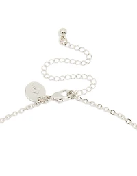 Silver Cubic Zirconia Floral Cluster Necklace