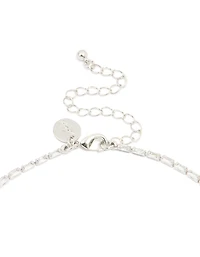 Silver Cubic Zirconia Statement Layered Chain Necklace