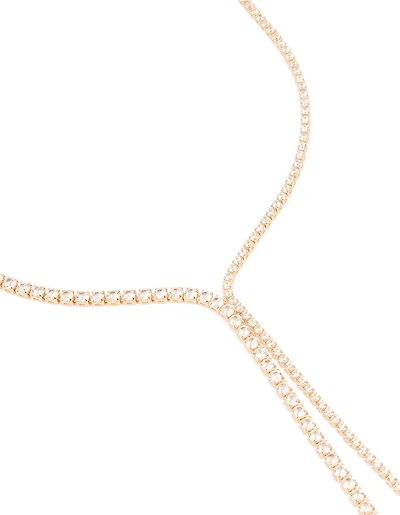 Gold Cubic Zirconia Dainty Y-Necklace