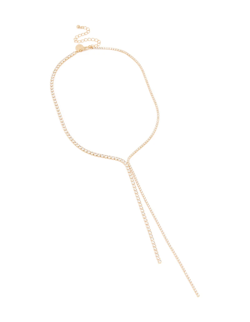 Gold Cubic Zirconia Dainty Y-Necklace