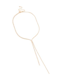 Gold Cubic Zirconia Dainty Y-Necklace