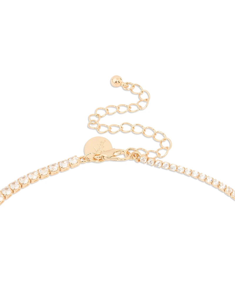 Gold Cubic Zirconia Dainty Y-Necklace