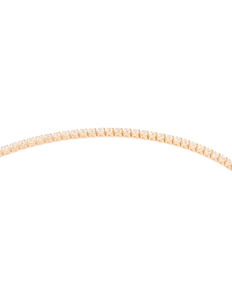 Gold Long Cubic Zirconia Lariat Necklace