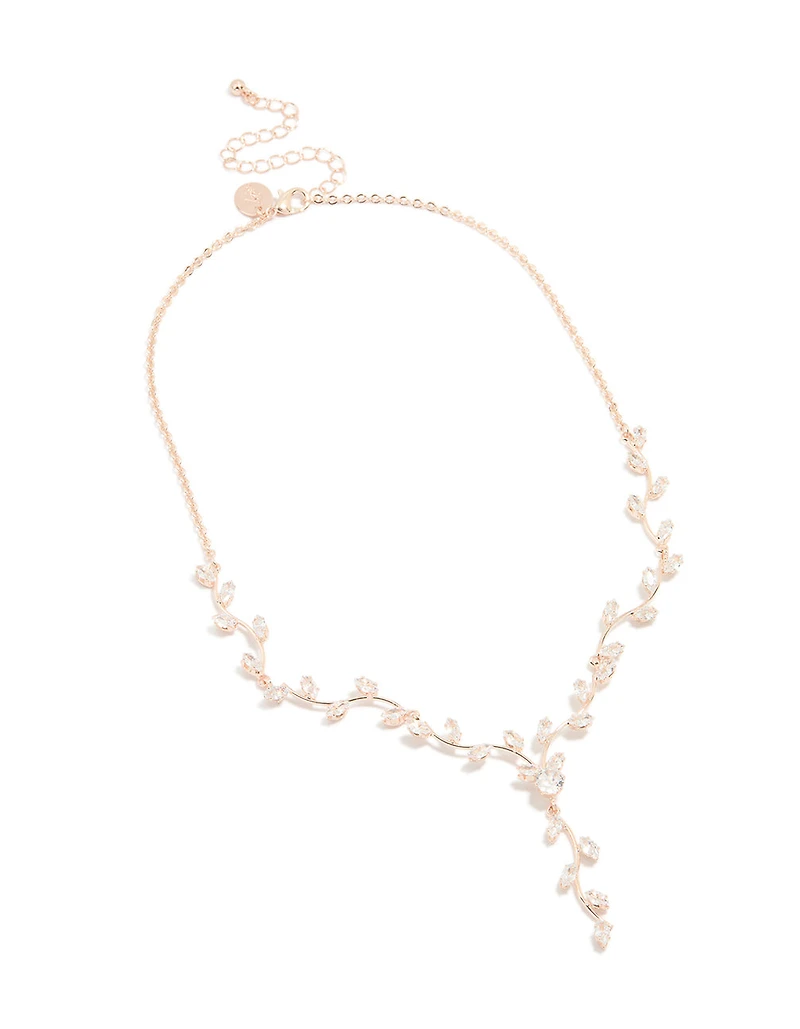 Rose Gold Cubic Zirconia Vine Y-Necklace