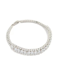 Silver Cubic Zirconia Marquise Statement Tennis Bracelet