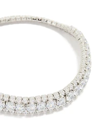Silver Cubic Zirconia Marquise Statement Tennis Bracelet