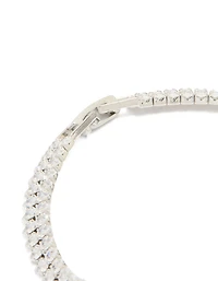 Silver Cubic Zirconia Marquise Statement Tennis Bracelet