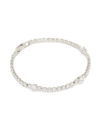 Silver Cubic Zirconia Round Tennis Bracelet