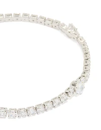 Silver Cubic Zirconia Round Tennis Bracelet