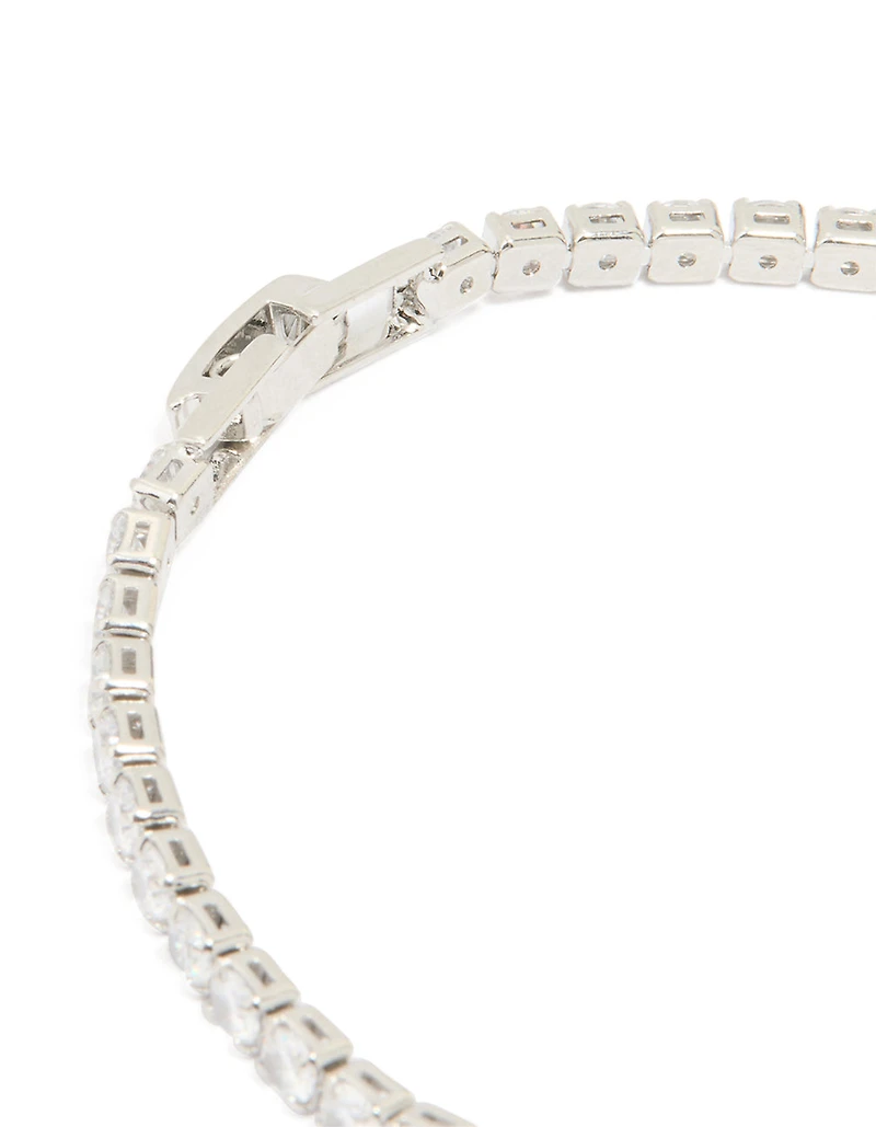 Silver Cubic Zirconia Round Tennis Bracelet