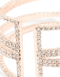 Rose Gold Cubic Zirconia Multi Layered Cross Wrist Cuff