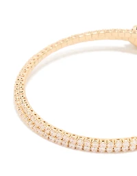 Gold Green Cubic Zirconia Wrap Around Wrist Cuff