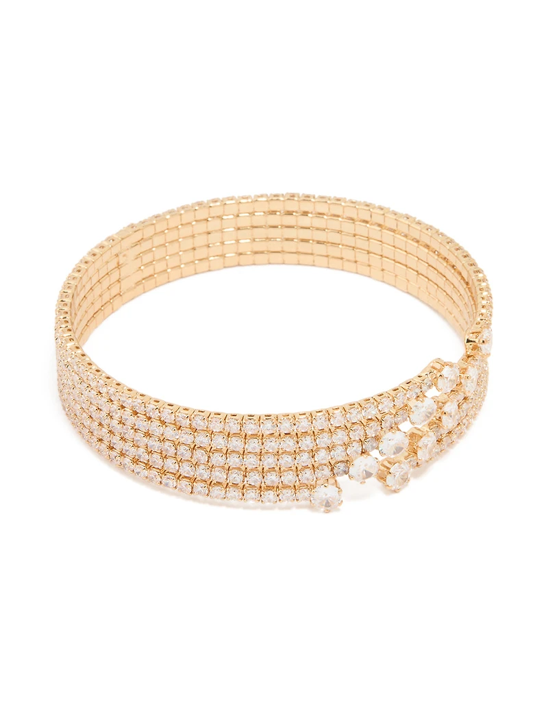 Gold Lovely Cubic Zirconia Wrap Wrist Cuff