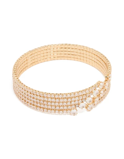 Gold Lovely Cubic Zirconia Wrap Wrist Cuff