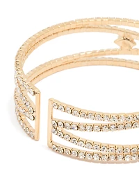 Gold Cubic Zirconia Cross Flower Wrist Cuff