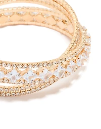 Gold Cubic Zirconia Multi Cross Wrist Cuff