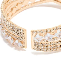 Gold Cubic Zirconia Multi Cross Wrist Cuff