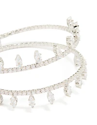 Silver Cubic Zirconia Princess Cut Marquise Wrist Cuff