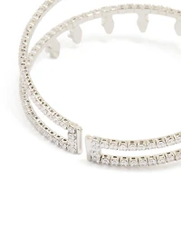 Silver Cubic Zirconia Princess Cut Marquise Wrist Cuff